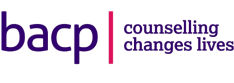 BACP logo with purple and pink text